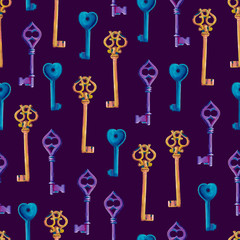 Seamless texture of gouache keys on a violet background. Texture 3.