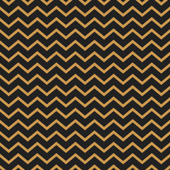 Chevron vector seamless pattern background gold thin lines on black. Classic retro style.