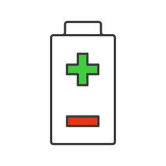 Battery with plus and minus signs color icon