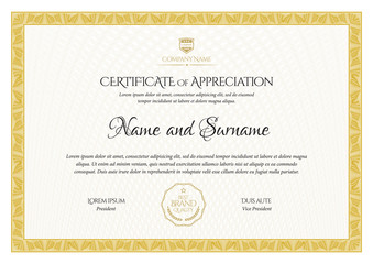 Certificate template. Diploma of modern design or gift certificate.