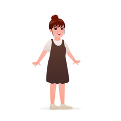 Girl Character Design Vector Cartoon Illustration