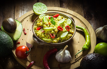 Snack party avocado paste tomato chilli pepper lime onion garlic dill coriander