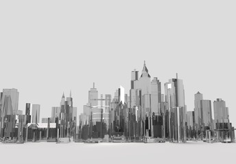 Fototapeta na wymiar city buildings, illustration 3d