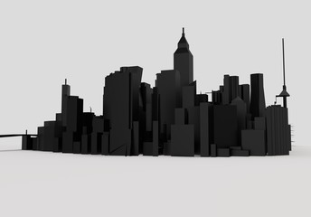 city buildings, illustration 3d