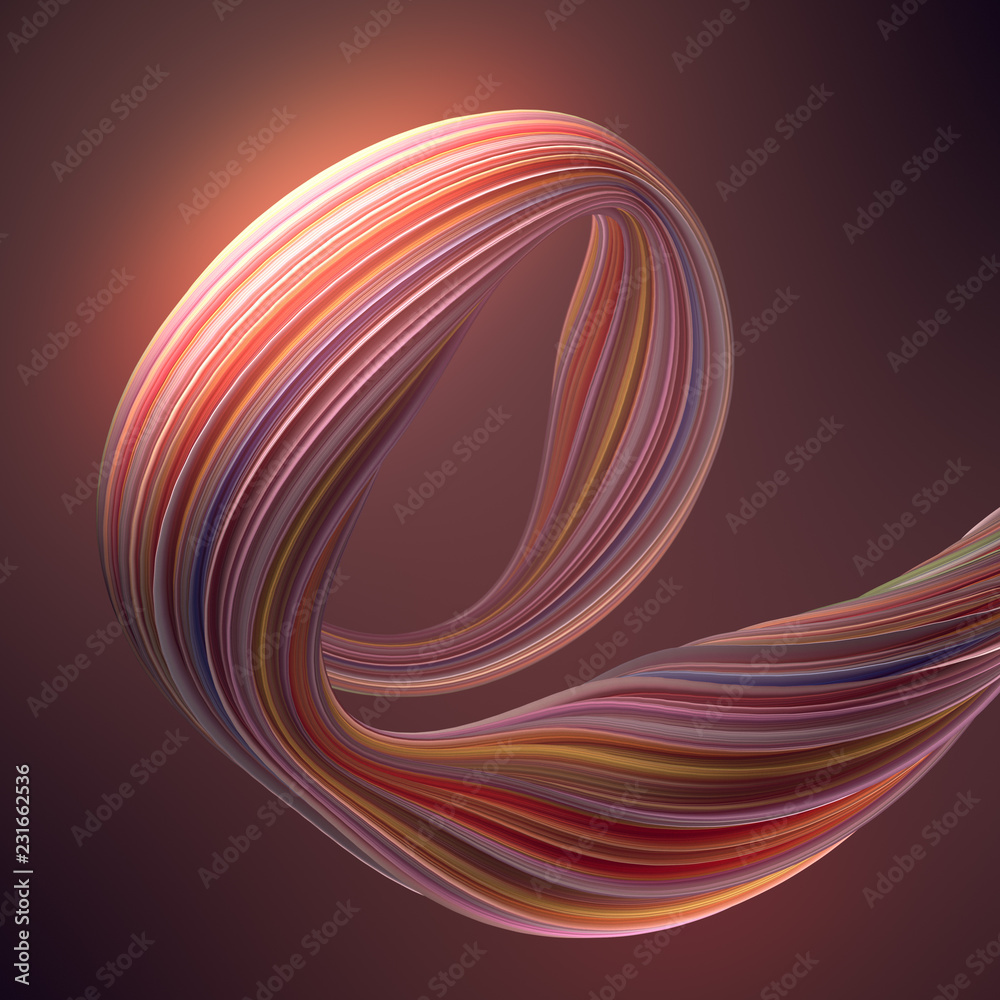 Fototapete colored twisted shape. computer generated abstract geometric 3d render illustration