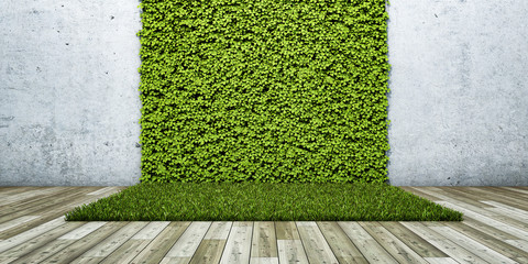 Inner courtyard  with green wall
