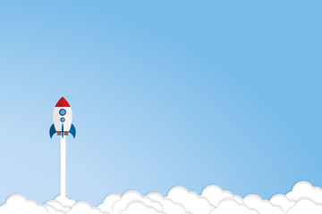 Rocket launch illustration. Business or project startup banner concept. Flat style illustration 