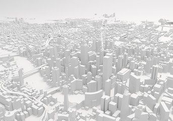 city buildings, illustration 3d © rikirennes