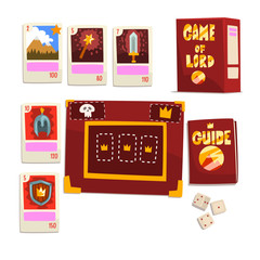 Game of Lord magic board game elements set vector Illustration on a white background