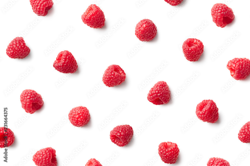 Sticker pattern of fresh raspberries