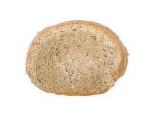 Integral bread slice isolated on white background, top view