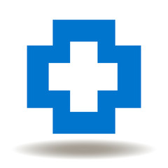 Pharmacy medical plus icon vector. Healthcare cross symbol. Medicine logo.