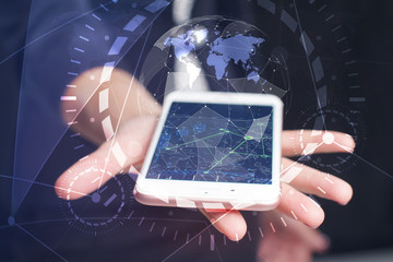 The concept of business, technology, the Internet and the network. A young entrepreneur working on a virtual screen of the future and sees the inscription: