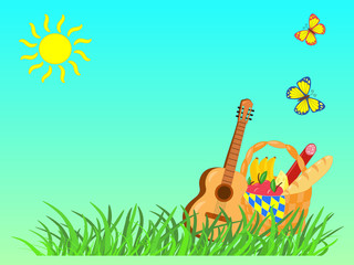 Vector summer picture with picnic