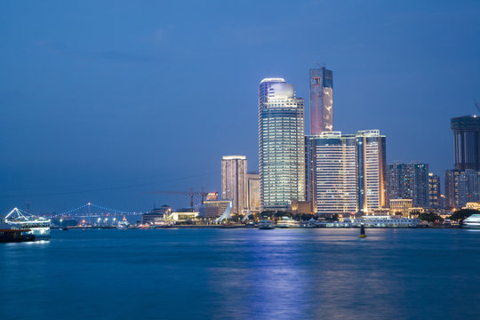 Xiamen city in fujian province at night