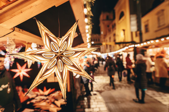 Christmas decoration in a Christmas advent market in central Vienna, Austria