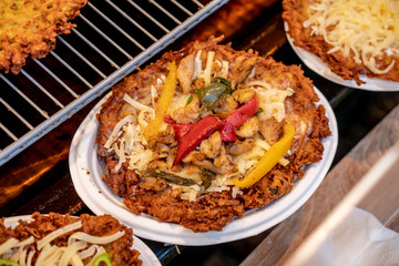 Traditional Hungarian street food in the advent market in Budapest