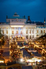 Fotobehang Vienna Christmas Market in front of the Burgtheater and city hall © Calin Stan