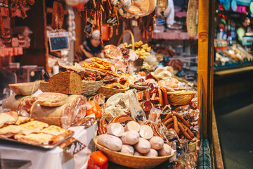 Traditional food Christmas Market shop in Vienna advent fairs