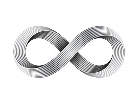 Infinity sign made of metal cables. Mobius strip symbol. Vector illustration.