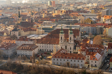 Fototapeta na wymiar Graz old town as seen from above