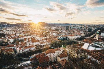 Sunset in Graz Austria, Styria region