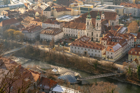 Graz old town as seen from above