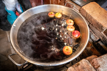 Hot mulled wine in christmas market in Budapest, Hungary
