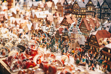 Handcrafted traditional  Christmas tree decorations sold in Salzburg Christmas Market