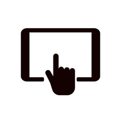  Hand touching tablet screen vector icon