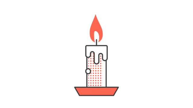 Burning candle with dripping wax. Animated looped icon pictogram with alpha channel.