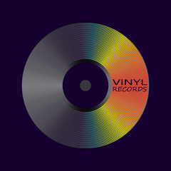 Poster of vinyl player record with rainbow colors