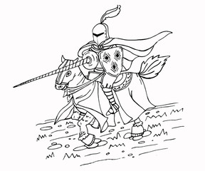 Medieval spear knight on horse