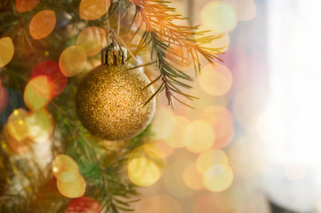 Golden Christmas ornament close-up