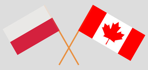 Poland and Canada. The Polish and Canadian flags. Official colors. Correct proportion. Vector