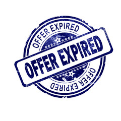 Offer expired word with blue round stamp