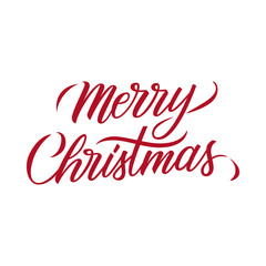 Merry Christmas calligraphic lettering text design card template. Creative typography for christmas holiday greetings and invitations. Vector illustration.