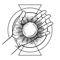 Open hand with magic ball.