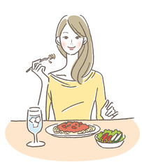 食事する女性