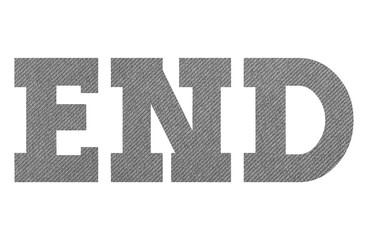 END – with gray fabric texture on white background