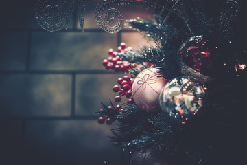 Fototapeta na wymiar Background of Christmas Decoration on vintage style