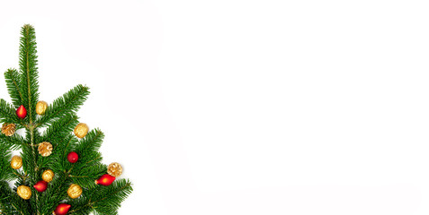 christmas decoration on a white background with copy space
