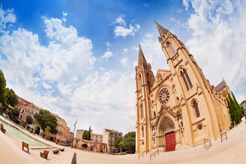 Place Gabriel Peri, Nimes Cathedral church, France