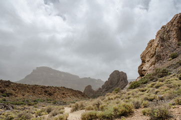 Fototapeta na wymiar rock formation in the mountain landscape teide national park, tenerife