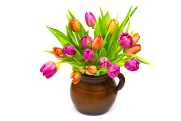 colourful tulips in a vase