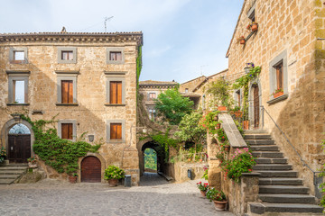 Fototapeta na wymiar Old stone buildings in Civita di Bagnoregio - Italy