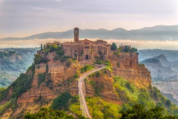 Poster Morning view at the old stone town Civita di Bagnoregio in Italy © milosk50