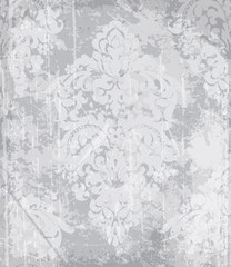 Fototapeta na wymiar Vintage baroque pattern Vector. Luxury ornament background decoration. Old ruined effects. gray light colors
