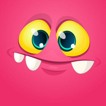 Cool Cartoon Monster Face. Halloween Vector Illustration
