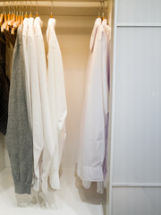walk -in closet with cloth and shelf at home